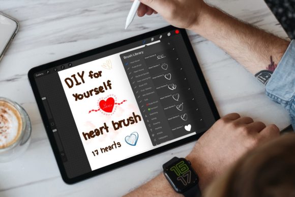 Procreate Brush Stamp Hearts Set: 17 Fun Brushes