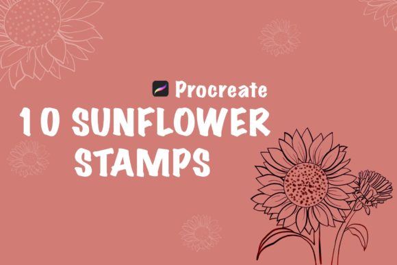 Sunflower Procreate Brush Stamps for iPad Art