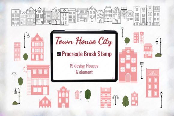 Town House Procreate Brush Stamp Set