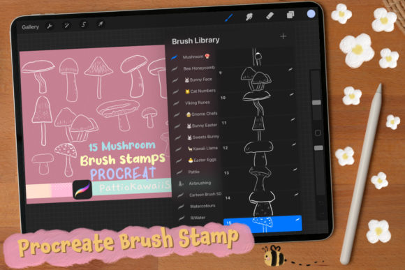 Unlock Whimsical Art with Procreate Brush Stamp 15 Mushrooms
